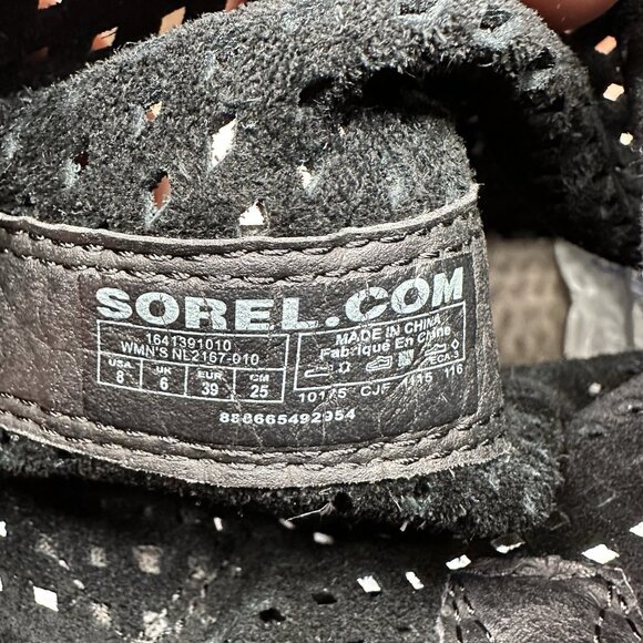 Sorel Major Womens Size 8 Pull-On Boots Black Suede Leather Perforated Buckle - Picture 7 of 7